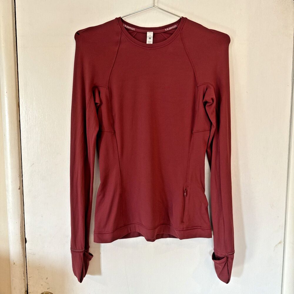 Lululemon Rula Run Long Sleeve Running Shirt Burgandy | Size 4